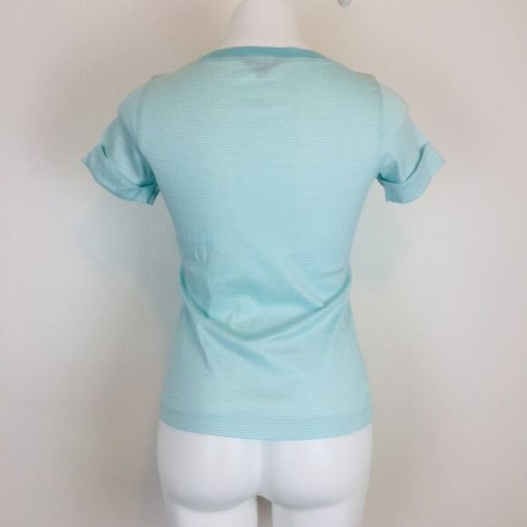 Brooks Brothers Aqua White Striped Top 100% Cotton XS - Picture 5 of 7